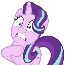 Size: 2444x2447 | Tagged: safe, artist:sketchmcreations, imported from derpibooru, starlight glimmer, pony, unicorn, the parent map, female, gritted teeth, hoof on chest, mare, raised hoof, shrunken pupils, simple background, solo, transparent background, vector