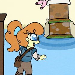 Size: 1000x1000 | Tagged: safe, artist:carouselunique, imported from derpibooru, pumpkin cake, oc, oc:honeycrisp blossom, equestria girls, barefoot, clothes, costume, feet, offspring, parent:big macintosh, parent:princess cadance, parents:cadmac, solo focus, tangled (disney)