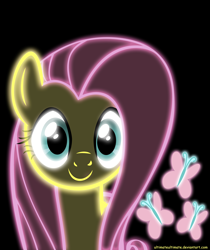 Size: 3456x4120 | Tagged: safe, artist:zantyarz, imported from derpibooru, fluttershy, pony, eyestrain warning, female, neon, simple background, solo