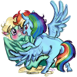 Size: 1024x1024 | Tagged: safe, artist:paris-the-platypus, imported from derpibooru, rainbow dash, zephyr breeze, pony, blushing, blushing ears, chibi, cute, ear blush, female, male, shipping, simple background, straight, transparent background, zephdash