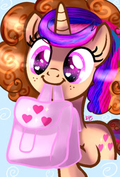 Size: 510x752 | Tagged: safe, artist:sweethearts11, imported from derpibooru, oc, oc only, oc:sweet hearts, pony, unicorn, base used, female, mare, saddle bag, solo, to saddlebags and back again