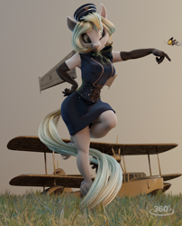 Size: 786x971 | Tagged: safe, artist:v747, imported from derpibooru, oc, oc only, anthro, butterfly, 3d, female, pilot, plane, solo, wings