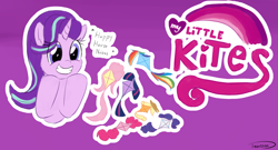 Size: 2199x1189 | Tagged: safe, artist:taurson, imported from derpibooru, applejack, fluttershy, pinkie pie, rainbow dash, rarity, starlight glimmer, twilight sparkle, pony, unicorn, cute, descriptive noise, female, glimmerbetes, grin, happy, horse noises, kite, mane six, mare, my little x, objectification, smiling, that pony sure does love kites