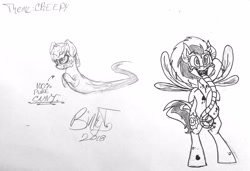 Size: 2570x1760 | Tagged: safe, artist:binkyt11, derpibooru exclusive, imported from derpibooru, oc, oc only, monster pony, original species, bleh, cunt, description is relevant, evil, female, long tongue, mare, monochrome, monster, slug pony, tongue out, traditional art, vulgar, wat