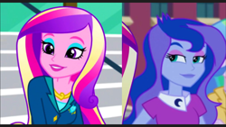 Size: 1366x768 | Tagged: safe, imported from derpibooru, screencap, princess cadance, princess luna, equestria girls, friendship games, beautiful, dean cadance, flirting, sexy, vice principal luna