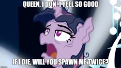 Size: 888x499 | Tagged: safe, edit, edited screencap, imported from derpibooru, screencap, mean twilight sparkle, alicorn, pony, the mean 6, clone, dying, female, image macro, imminent death, meme, solo, you ruined everything