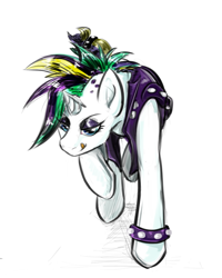 Size: 834x1045 | Tagged: safe, artist:testostepone, imported from derpibooru, rarity, pony, female, looking at you, punk, solo