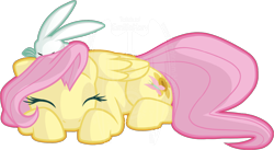 Size: 1824x996 | Tagged: safe, artist:tuppkam1, imported from derpibooru, angel bunny, fluttershy, pony, alternate cutie mark, cute, eyes closed, prone, shyabetes, simple background, transparent background