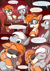 Size: 1060x1500 | Tagged: safe, artist:theparagon, imported from derpibooru, oc, oc:kiva, oc:snowy, pony, robot, robot pony, alcohol, blushing, crying, eyes closed, female, food, fork, glass, hug, kissing, looking at each other, love, male, oc x oc, pasta, shipping, sitting, smiling, snowva, straight, table, tears of joy, wine, wine glass