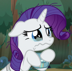 Size: 638x636 | Tagged: safe, imported from derpibooru, screencap, rarity, pony, unicorn, the mean 6, cropped, crying, cute, female, holding, mare, marshmelodrama, poor rarity, raribetes, sad, sadorable, solo, teary eyes, wavy mouth