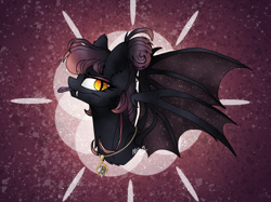 Size: 2048x1535 | Tagged: safe, artist:melonseed11, imported from derpibooru, oc, oc only, oc:midnight flare, bat pony, pony, bust, female, mare, portrait, solo, tongue out