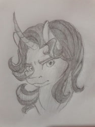 Size: 1024x1365 | Tagged: safe, artist:lisianthus, imported from derpibooru, starlight glimmer, pony, unicorn, bust, female, monochrome, portrait, solo, traditional art