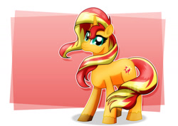 Size: 1600x1131 | Tagged: safe, artist:jotakaanimation, imported from derpibooru, sunset shimmer, pony, unicorn, abstract background, female, looking at you, mare, solo