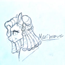 Size: 3024x3019 | Tagged: safe, artist:kimyowolf, imported from derpibooru, oc, oc only, oc:meri wave, pony, bust, female, high res, mare, monochrome, portrait, solo, traditional art