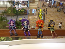 Size: 4608x3456 | Tagged: safe, imported from derpibooru, daring do, rarity, starlight glimmer, sunset shimmer, equestria girls, doll, equestria girls minis, eqventures of the minis, female, irl, photo, singapore, toy