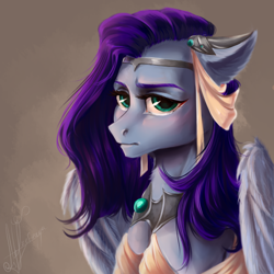 Size: 1024x1024 | Tagged: safe, artist:zefirayn, imported from derpibooru, oc, oc only, pegasus, pony, bust, commission, digital art, female, jewelry, looking sideways, mare, portrait, regalia, solo, ych result