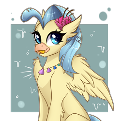 Size: 3000x3000 | Tagged: dead source, safe, artist:colirosablitz, imported from derpibooru, princess skystar, classical hippogriff, hippogriff, my little pony: the movie, :p, cute, feathered wings, featured image, female, happy, high res, jewelry, looking at you, necklace, seashell, seashell necklace, silly, simple background, skyabetes, solo, sweet dreams fuel, tongue out, transparent background, wings