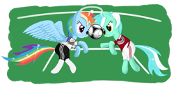 Size: 1259x635 | Tagged: safe, artist:isegrim87, edit, imported from derpibooru, lyra heartstrings, rainbow dash, clothes, denmark, football, germany, socks, sports