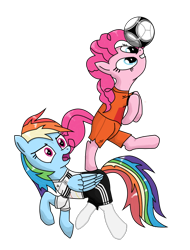 Size: 640x840 | Tagged: safe, artist:isegrim87, edit, imported from derpibooru, pinkie pie, rainbow dash, clothes, football, germany, netherlands, simple background, socks, sports, transparent background, vector