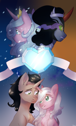 Size: 1024x1693 | Tagged: safe, artist:worldlofldreams, idw, imported from derpibooru, king sombra, radiant hope, unicorn, crystal heart, female, hopebra, male, mare, princess radiant hope, shipping, stallion, straight