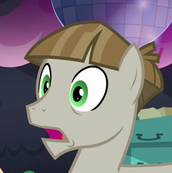 Size: 397x401 | Tagged: safe, imported from derpibooru, screencap, mudbriar, earth pony, pony, the maud couple, cropped, horrified, male, open mouth, party cave, reaction image, shocked, solo, stallion, wide eyes