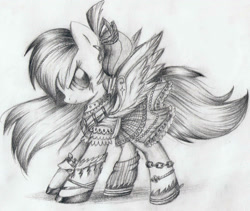 Size: 1716x1450 | Tagged: safe, artist:nika191319, imported from derpibooru, rainbow dash, clothes, dress, female, mare, monochrome, rainbow dash always dresses in style, traditional art