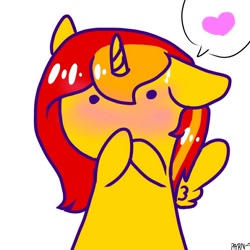 Size: 768x768 | Tagged: safe, artist:parn, imported from derpibooru, oc, oc:princess parn, alicorn, pony, alicorn oc, cute, funny face, heart, pictogram, shy