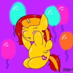 Size: 768x768 | Tagged: safe, artist:parn, imported from derpibooru, oc, oc:princess parn, balloon, cute, funny face