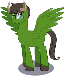 Size: 2564x3048 | Tagged: safe, artist:scaredyash006, imported from derpibooru, oc, oc only, oc:edd, pony, bull horns, edd gould (eddsworld), eddsworld, glasses, ponified, simple background, solo, transparent background