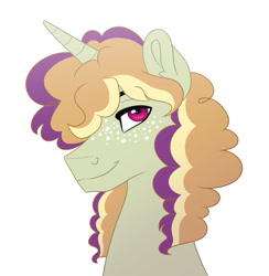 Size: 1024x1049 | Tagged: safe, artist:cascayd, imported from derpibooru, oc, oc:somerset sour cider, unicorn, kindverse, lgbt, next generation, nonbinary, offspring, parent:big macintosh, parent:sugar belle, parents:sugarmac