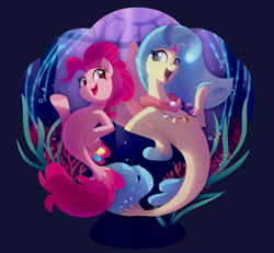 Size: 2708x2500 | Tagged: safe, artist:light262, imported from derpibooru, pinkie pie, princess skystar, seapony (g4), my little pony: the movie, duo, female, mare, one small thing, seaponified, seapony pinkie pie, species swap, underwater