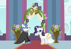 Size: 992x692 | Tagged: safe, artist:ksiezniczkaluny, imported from derpibooru, fancypants, rarity, male, marriage, raripants, shipping, straight, wedding