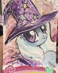 Size: 1080x1350 | Tagged: safe, artist:sararichard, imported from derpibooru, trixie, pony, unicorn, cape, clothes, female, hat, mare, solo, traditional art, trixie's cape, trixie's hat