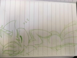 Size: 3816x2858 | Tagged: safe, artist:ezzerie, imported from derpibooru, oc, oc only, oc:quick fix, pony, unicorn, lined paper, male, monochrome, sleeping, solo, traditional art, trap, zzz