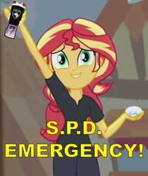 Size: 820x975 | Tagged: safe, edit, edited screencap, editor:sonic ranger, imported from derpibooru, screencap, sunset shimmer, equestria girls, equestria girls series, opening night, morpher, opening night: sunset shimmer, power rangers, power rangers spd, sunset morphs, super sentai, tokusou sentai dekaranger, yellow ranger