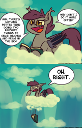 Size: 900x1399 | Tagged: safe, artist:alittleofsomething, imported from derpibooru, oc, oc only, oc:night stitch, bat pony, pony, ask night stitch, bat pony oc, book, cloud, comic, didn't think this through, falling through clouds, reading, reality ensues, solo, tumblr