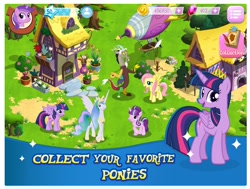 Size: 1774x1338 | Tagged: safe, imported from derpibooru, screencap, amethyst star, discord, fluttershy, princess celestia, starlight glimmer, twilight sparkle, alicorn, draconequus, pegasus, pony, unicorn, female, gameloft, male, mare, twilight sparkle (alicorn)