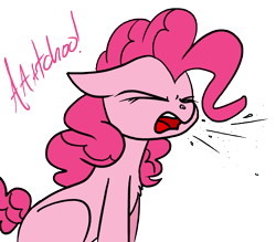 Size: 2372x2080 | Tagged: safe, artist:graymist, imported from derpibooru, pinkie pie, pony, cute, female, mucus, nostril flare, nostrils, simple background, sitting, sneeze cloud, sneeze spray, sneezing, snot, solo, spit, transparent background