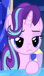 Size: 292x498 | Tagged: safe, imported from derpibooru, screencap, starlight glimmer, pony, unicorn, the parent map, cropped, female, solo, starlight glimmer is not amused, starlight is not amused, twilight's castle, unamused