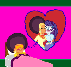 Size: 2200x2067 | Tagged: safe, artist:ktd1993, imported from derpibooru, rarity, saffron masala, equestria girls, afro, equestria girls-ified, female, kissing, lesbian, raffron, shipping, sleeping