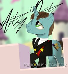 Size: 1800x1960 | Tagged: dead source, safe, artist:penguinsn1fan, imported from derpibooru, oc, oc only, oc:artsy pants, pony, unicorn, clothes, male, solo, stallion, suit