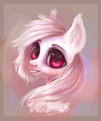 Size: 1584x1899 | Tagged: safe, artist:sarkarozka, imported from derpibooru, oc, oc only, oc:shikaka, bat pony, pony, vampire bat pony, albino, bust, portrait, solo, ych result