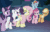 Size: 1645x1063 | Tagged: safe, imported from derpibooru, screencap, mean applejack, mean fluttershy, mean pinkie pie, mean rainbow dash, mean rarity, mean twilight sparkle, alicorn, earth pony, pegasus, pony, unicorn, the mean 6, animated, catfight, clone, clone six, female, flutterbitch, mare, mean six, tripping