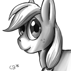 Size: 1280x1280 | Tagged: safe, artist:czyhyena, derpibooru exclusive, imported from derpibooru, applejack, pony, female, monochrome, sketch, solo