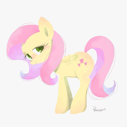 Size: 1447x1447 | Tagged: safe, artist:1drfl_world_end, imported from derpibooru, fluttershy, pegasus, pony, blushing, female, looking at you, mare, simple background, solo, white background