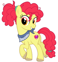 Size: 2800x3000 | Tagged: safe, alternate version, artist:cheezedoodle96, imported from derpibooru, apple bloom, earth pony, pony, .svg available, alternate hairstyle, female, filly, headcanon, looking at you, neckerchief, older apple bloom, simple background, smiling, solo, svg, teenage apple bloom, teenager, transparent background, unshorn fetlocks, vector