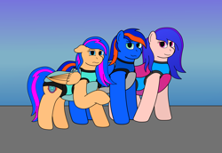 Size: 6592x4541 | Tagged: safe, artist:northern-frost, imported from derpibooru, oc, oc:garnet flare, oc:morrowin solaris, oc:starlight shimmer, crystal pony, pegasus, pony, absurd resolution, armor