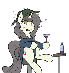 Size: 2812x2992 | Tagged: safe, artist:davierocket, imported from derpibooru, oc, oc only, oc:short fuse, pony, unicorn, clothes, drinking, drunk, male, sitting, solo