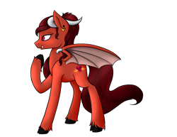 Size: 1600x1236 | Tagged: safe, artist:firepetalfox, imported from derpibooru, oc, oc only, oc:crimsonhart, demon pony, pony, commission, simple background, solo, transparent background, unshorn fetlocks