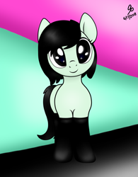 Size: 1683x2161 | Tagged: safe, artist:approxxy, imported from derpibooru, oc, oc only, pony, abstract background, black hair, green background, retro, solo